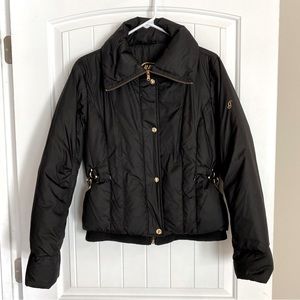 GUESS Black Down Feather Puffer Coat with Gold Detail Size Medium